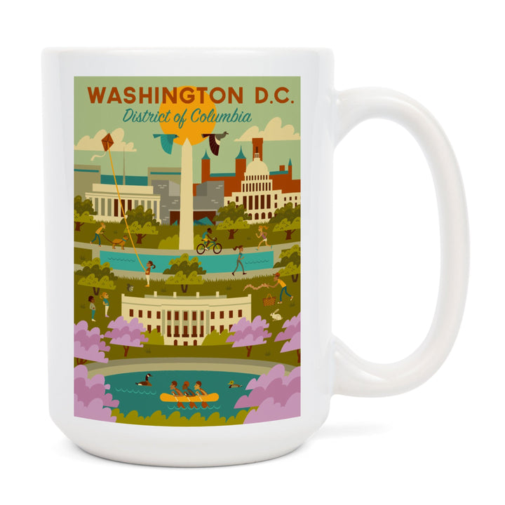 Washington DC, Geometric City Series, Lantern Press Artwork, Ceramic Mug Mugs Lantern Press 