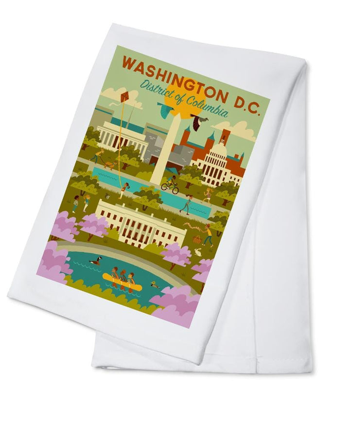 Washington DC, Geometric City Series, Organic Cotton Kitchen Tea Towels Kitchen Lantern Press Cotton Towel 