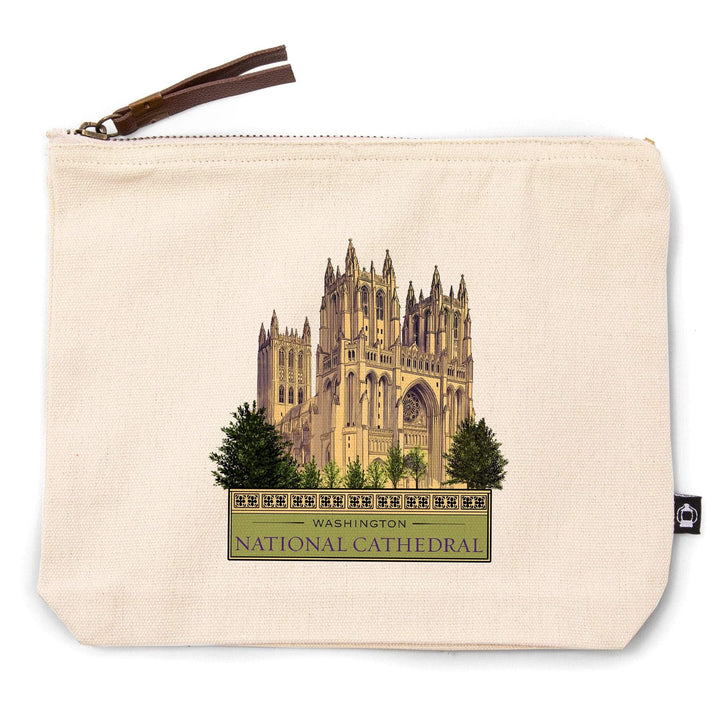 Washington, DC, National Cathedral,, Organic Cotton Zipper Pouch, Go Bag Go Bag Lantern Press 