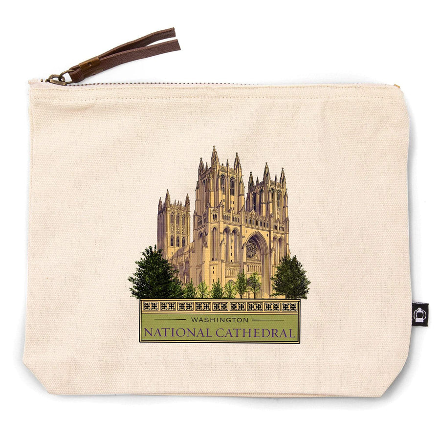 Washington, DC, National Cathedral,, Organic Cotton Zipper Pouch, Go Bag Go Bag Lantern Press 