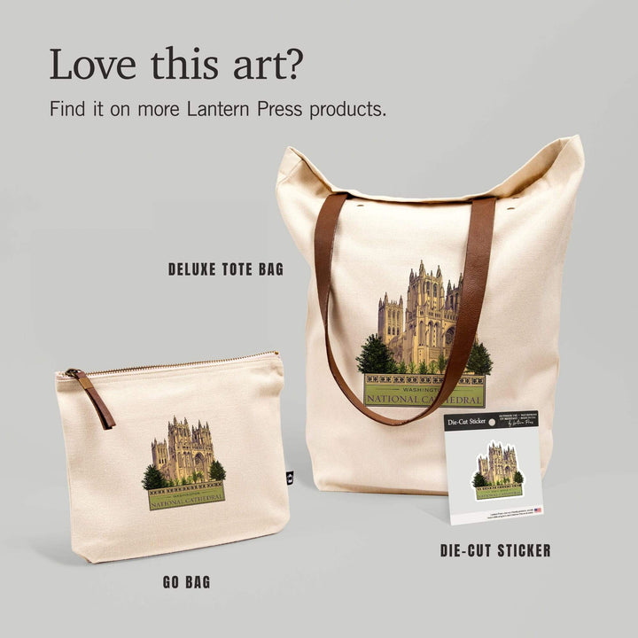 Washington, DC, National Cathedral,, Organic Cotton Zipper Pouch, Go Bag Go Bag Lantern Press 