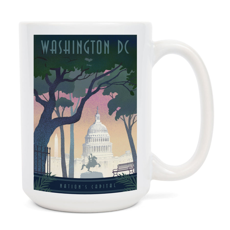 Washington, DC, Nation's Capitol, Lithograph, Ceramic Mug Mugs Lantern Press 