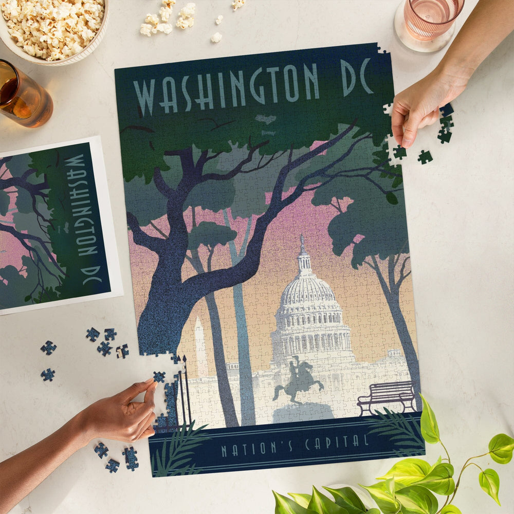 Washington, DC, Nation's Capitol, Lithograph, Jigsaw Puzzle Puzzle Lantern Press 