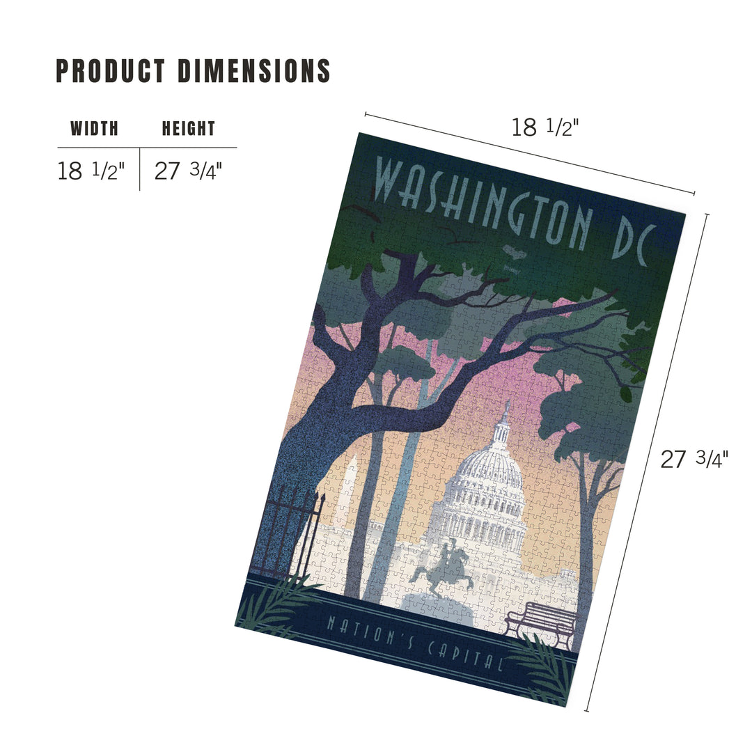 Washington, DC, Nation's Capitol, Lithograph, Jigsaw Puzzle Puzzle Lantern Press 