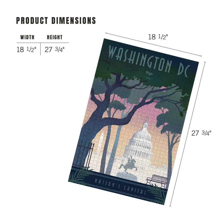Washington, DC, Nation's Capitol, Lithograph, Jigsaw Puzzle Puzzle Lantern Press 