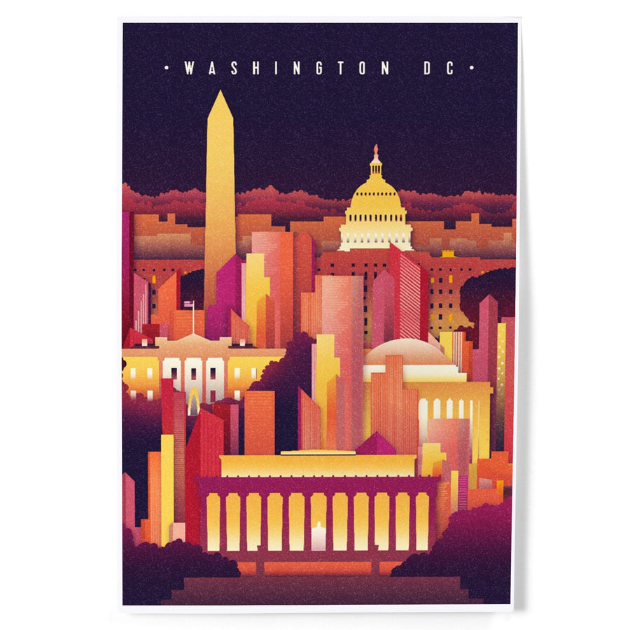 Washington DC, Neon Skyline, Art & Giclee Prints Art Lantern Press 