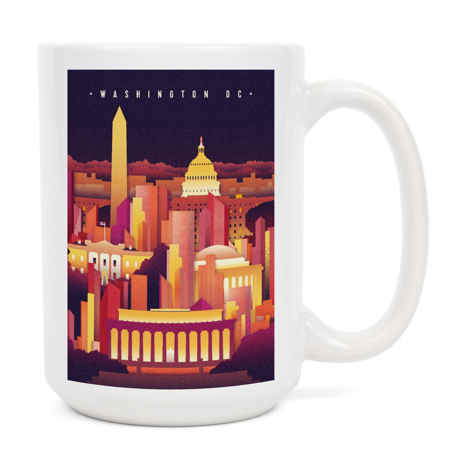 Washington DC, Neon Skyline, Ceramic Mug Mugs Lantern Press 