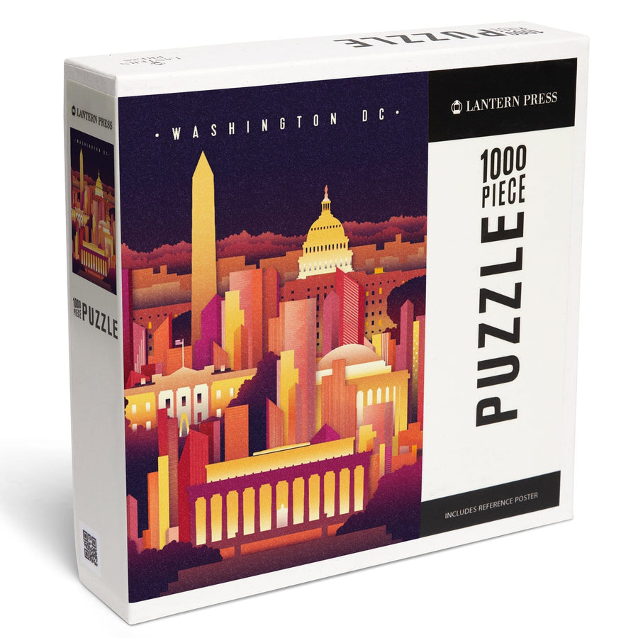 Washington DC, Neon Skyline, Jigsaw Puzzle Puzzle Lantern Press 