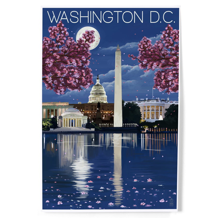 Washington, DC, Night Scene, Art & Giclee Prints Art Lantern Press 