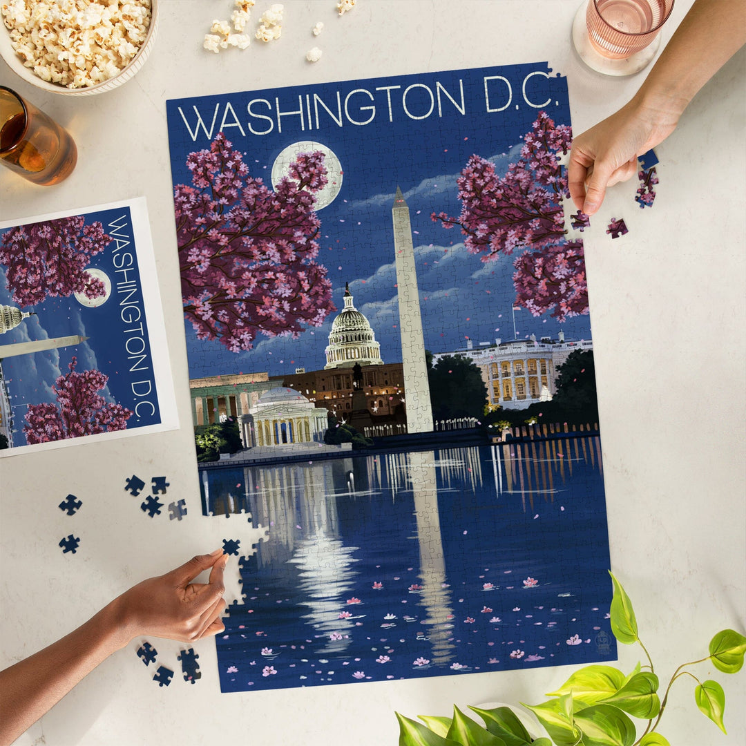 Washington, DC, Night Scene, Jigsaw Puzzle Puzzle Lantern Press 