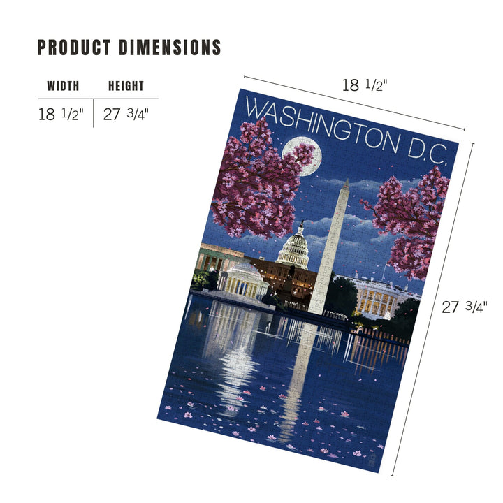 Washington, DC, Night Scene, Jigsaw Puzzle Puzzle Lantern Press 