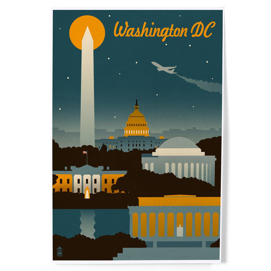 Washington, DC, Retro Skyline, Art & Giclee Prints Art Lantern Press 