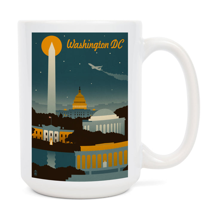 Washington, DC, Retro Skyline, Ceramic Mug Mugs Lantern Press 