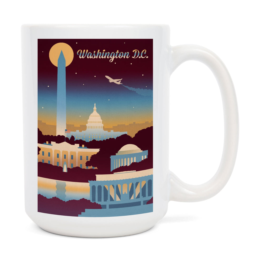 Washington DC, Retro Skyline Chromatic Series, Ceramic Mug Mugs Lantern Press 