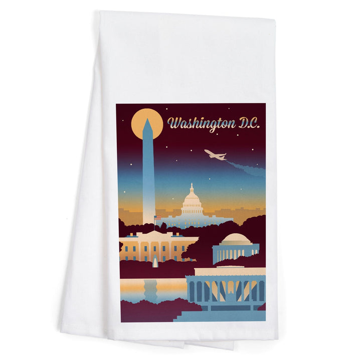 Washington DC, Retro Skyline Chromatic Series, Organic Cotton Kitchen Tea Towels Kitchen Lantern Press 