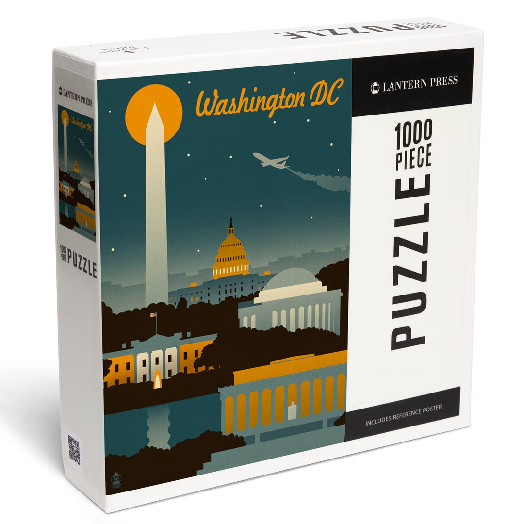 Washington, DC, Retro Skyline, Jigsaw Puzzle Puzzle Lantern Press 