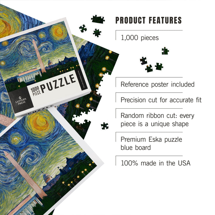 Washington DC, Starry Night City Series, Jigsaw Puzzle Puzzle Lantern Press 