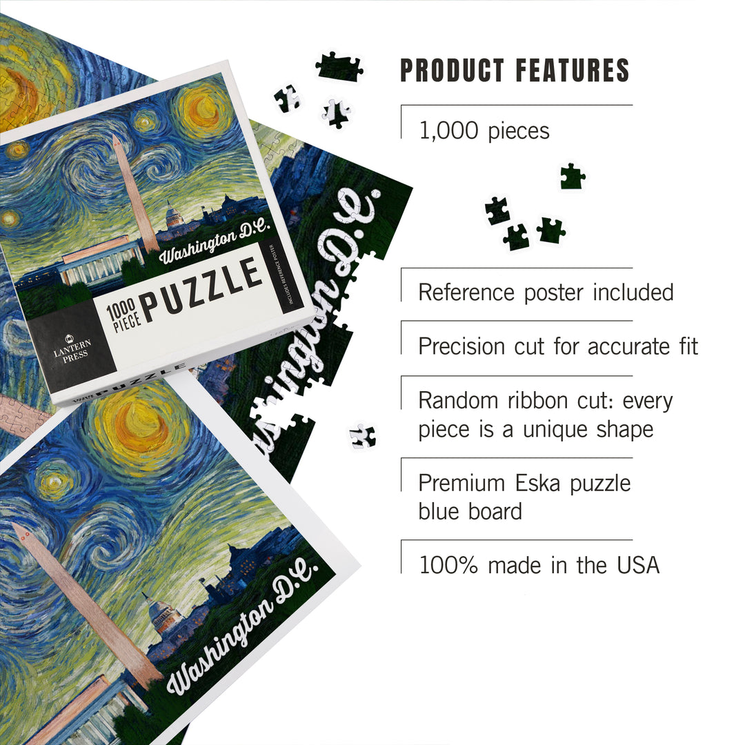 Washington DC, Starry Night Series, Jigsaw Puzzle Puzzle Lantern Press 