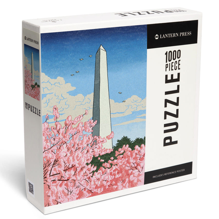 Washington, DC, Washington Monument, Cherry Blossoms, Jigsaw Puzzle Puzzle Lantern Press 