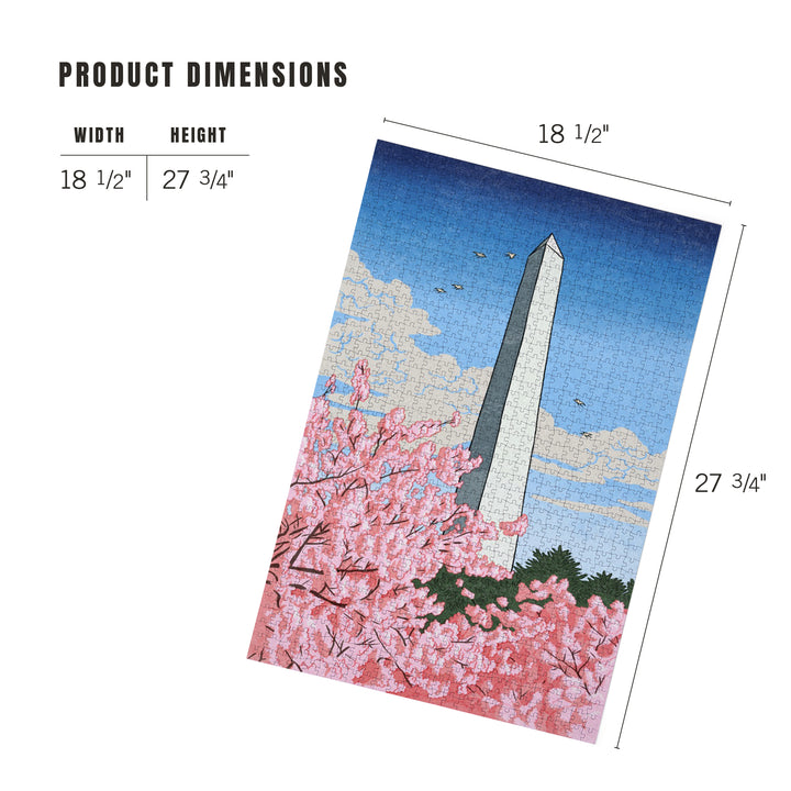 Washington, DC, Washington Monument, Cherry Blossoms, Jigsaw Puzzle Puzzle Lantern Press 