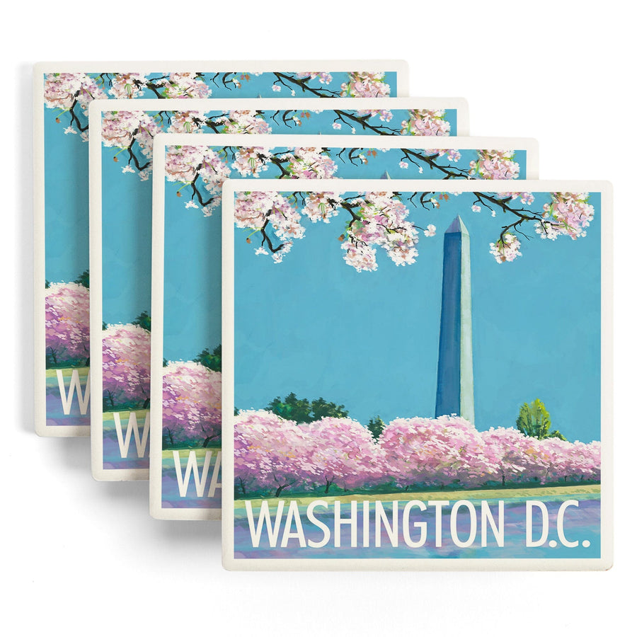 Washington DC, Washington Monument, Lantern Press Artwork, Coaster Set Coasters Lantern Press 