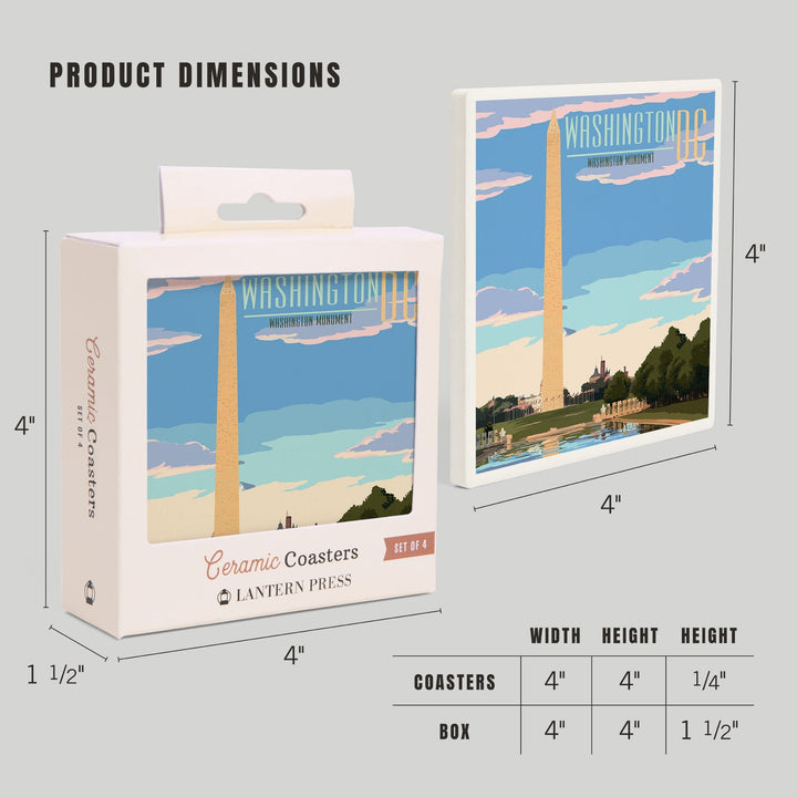 Washington, DC, Washington Monument Scene, Coasters Coasters Lantern Press 