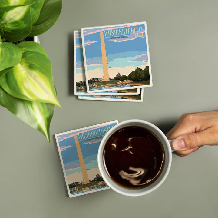 Washington, DC, Washington Monument Scene, Coasters Coasters Lantern Press 