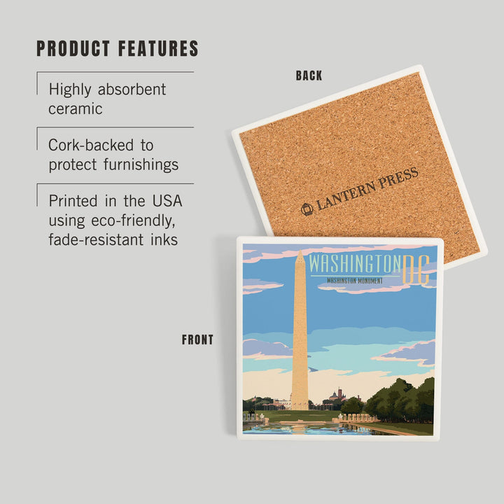 Washington, DC, Washington Monument Scene, Coasters Coasters Lantern Press 