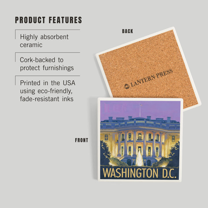 Washington DC, White House, Coasters Coasters Lantern Press 