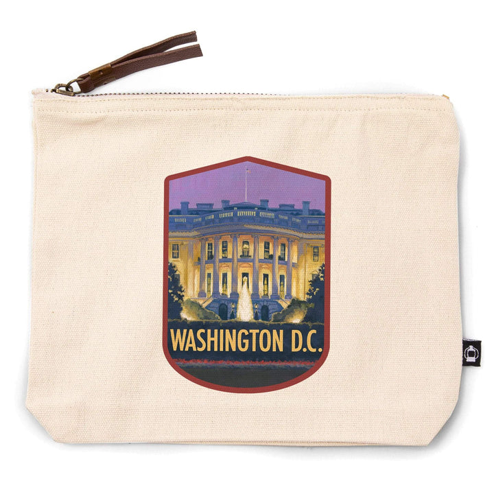 Washington, DC, White House,, Organic Cotton Zipper Pouch, Go Bag Go Bag Lantern Press 