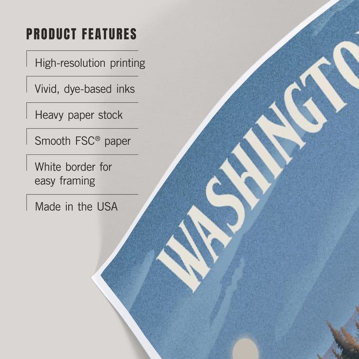 Washington, Lithograph, Reflection Pond and Bull Moose, Art & Giclee Prints Art Lantern Press 