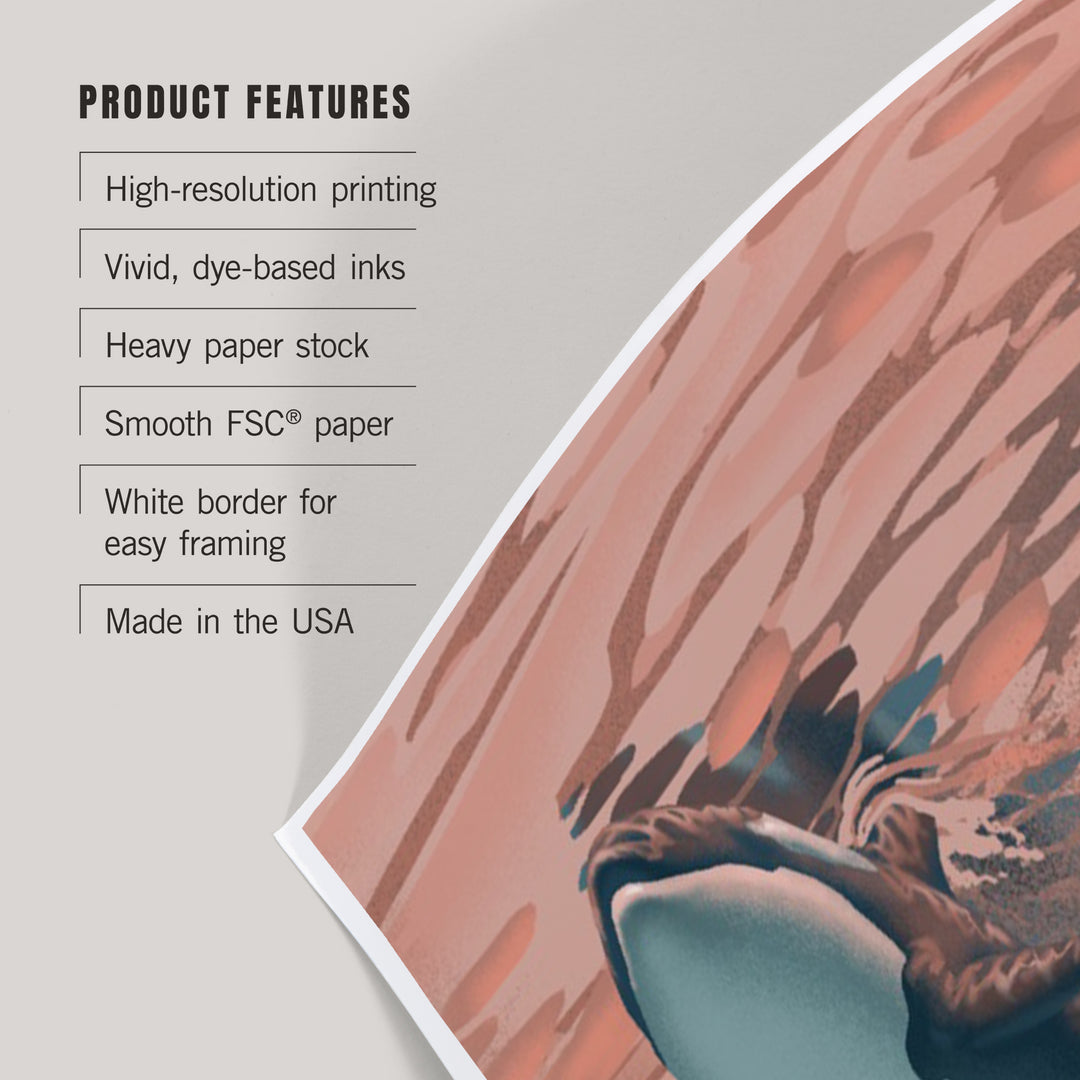 Washington, Lithograph, Wildlife Lithograph Series, Orca, Art & Giclee Prints Art Lantern Press 