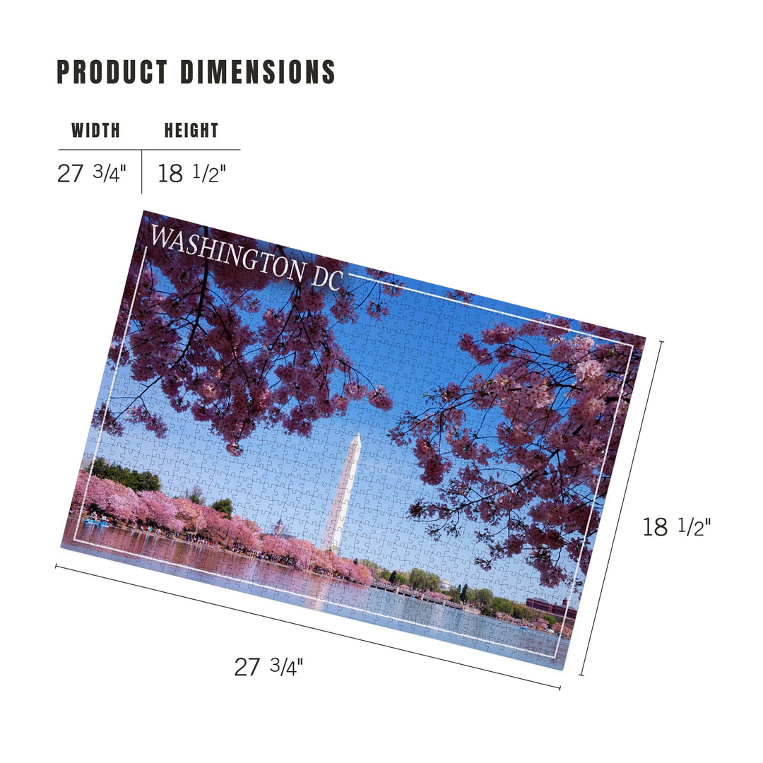 Washington Monument and Cherry Blossoms, Washington DC, Jigsaw Puzzle Puzzle Lantern Press 