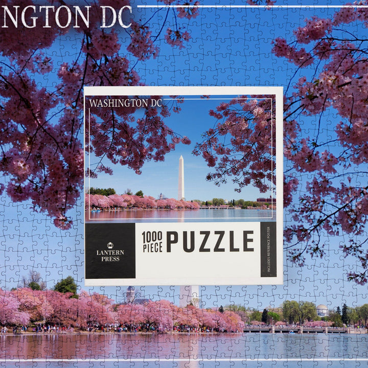 Washington Monument and Cherry Blossoms, Washington DC, Jigsaw Puzzle Puzzle Lantern Press 