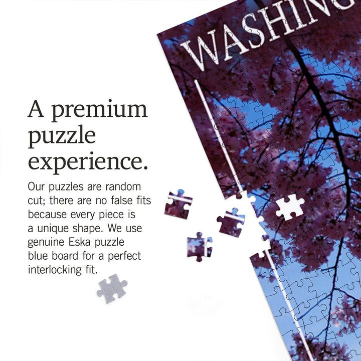 Washington Monument and Cherry Blossoms, Washington DC, Jigsaw Puzzle Puzzle Lantern Press 
