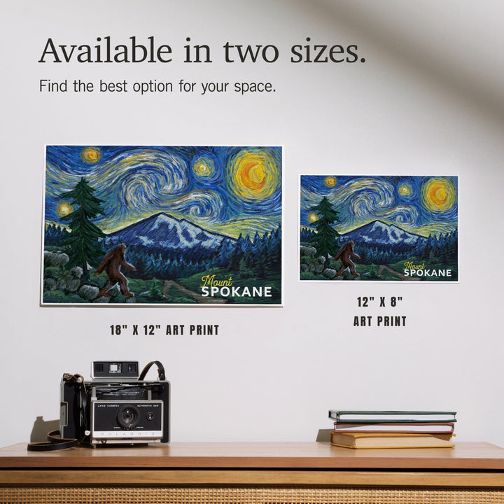 Washington, Mount Spokane, Bigfoot, Starry Night, Art & Giclee Prints Art Lantern Press 