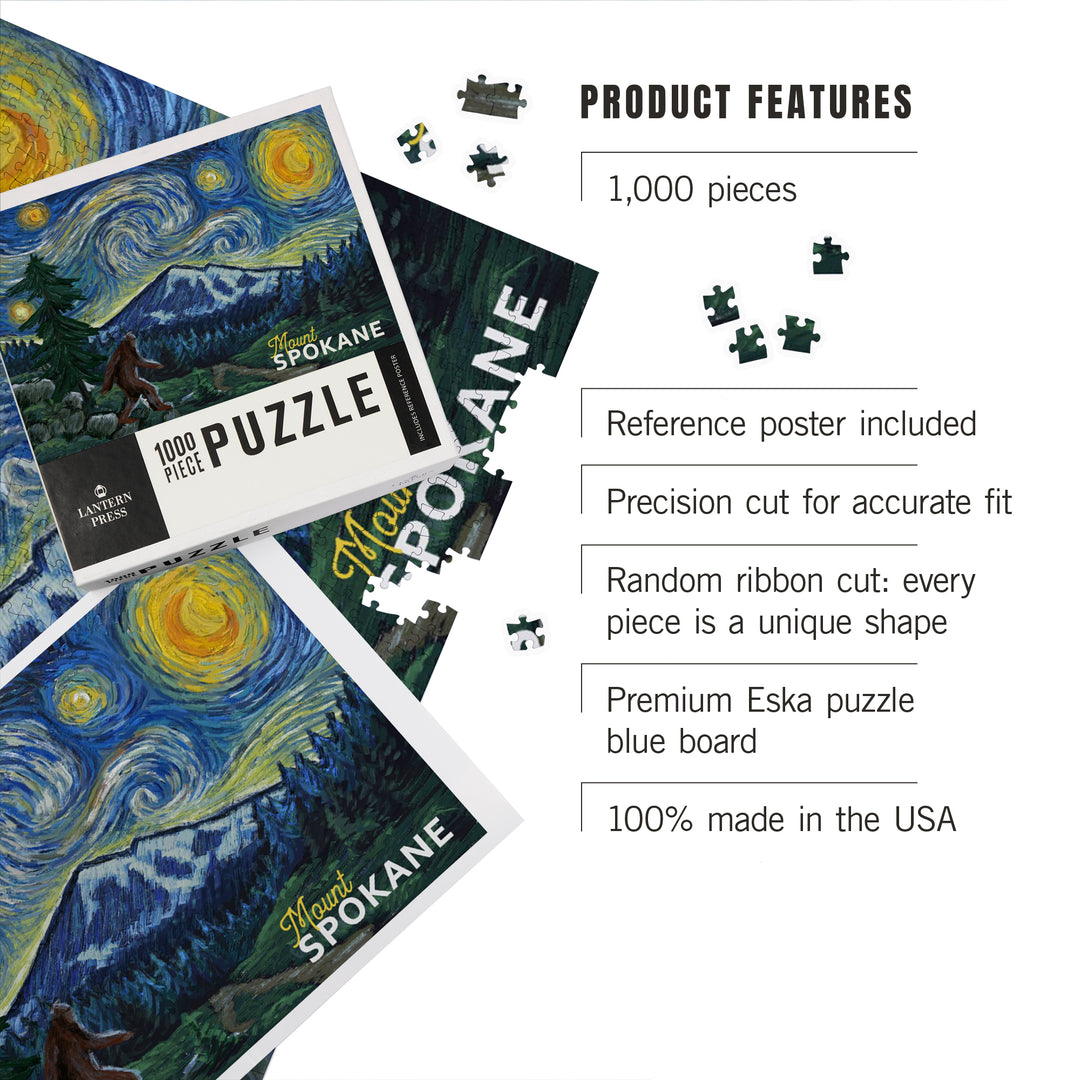 Washington, Mount Spokane, Bigfoot, Starry Night, Jigsaw Puzzle Puzzle Lantern Press 