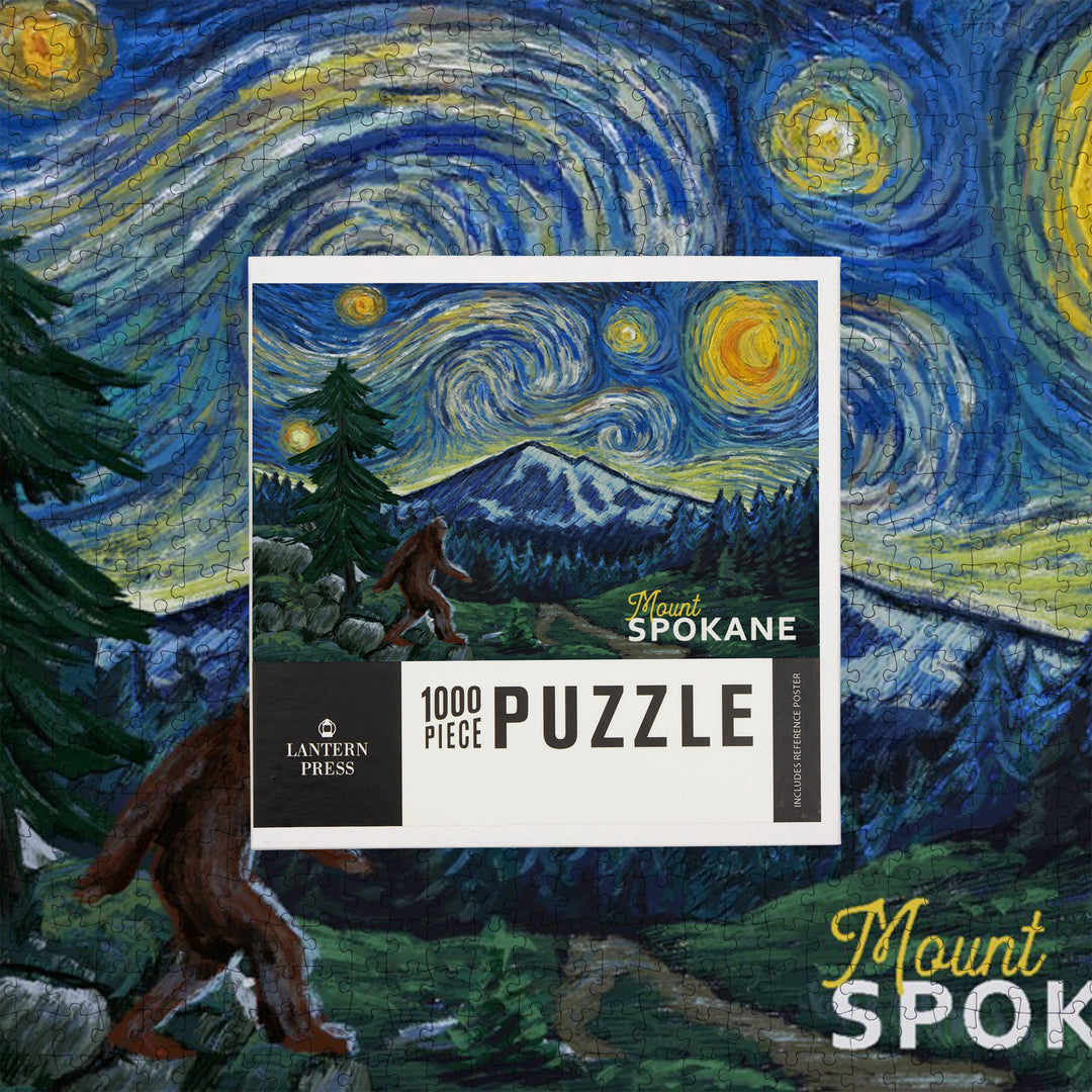 Washington, Mount Spokane, Bigfoot, Starry Night, Jigsaw Puzzle Puzzle Lantern Press 