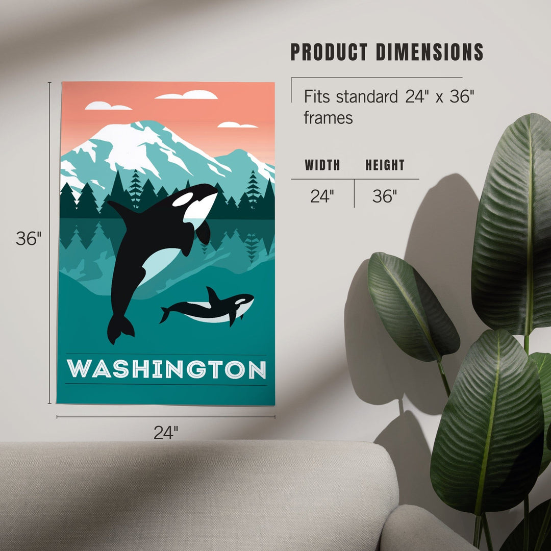 Washington, Orca Whale and Calf, Go Freestyle, Art & Giclee Prints Art Lantern Press 