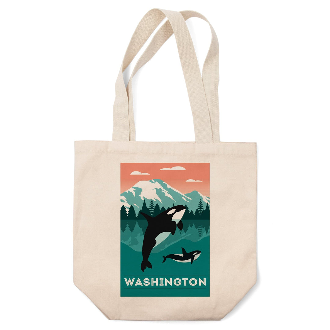 Washington, Orca Whale and Calf, Go Freestyle, Tote Bag Totes Lantern Press 