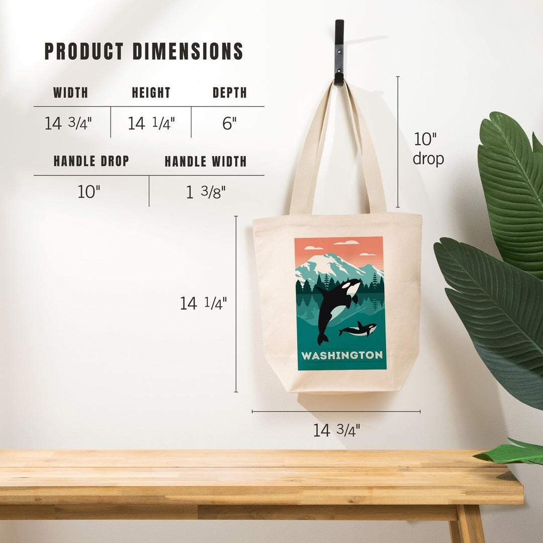 Washington, Orca Whale and Calf, Go Freestyle, Tote Bag Totes Lantern Press 