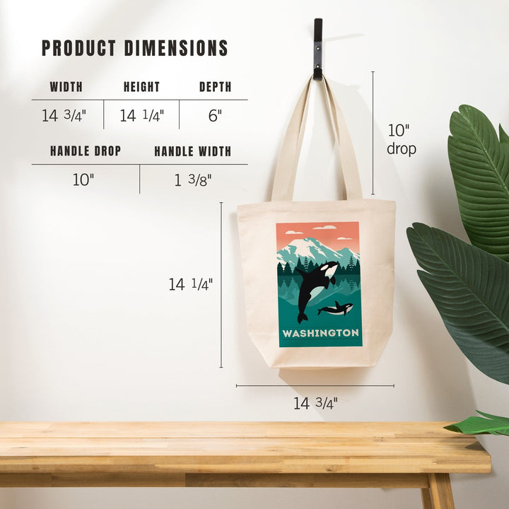 Washington, Orca Whale & Calf, Go Freestyle, Lantern Press Artwork, Tote Bag Totes Lantern Press 