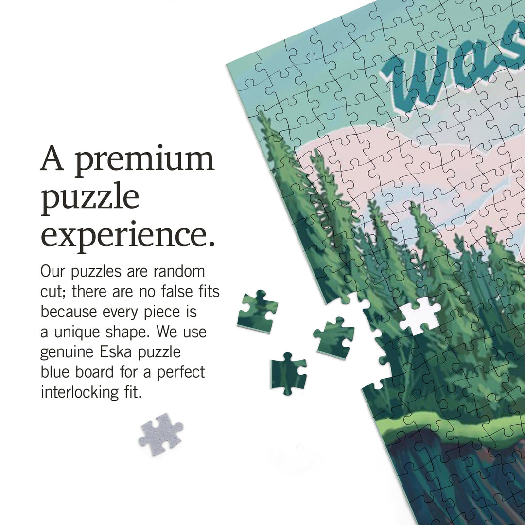 Washington, Seek Adventure, River Rafting, Evergreens, Jigsaw Puzzle Puzzle Lantern Press 