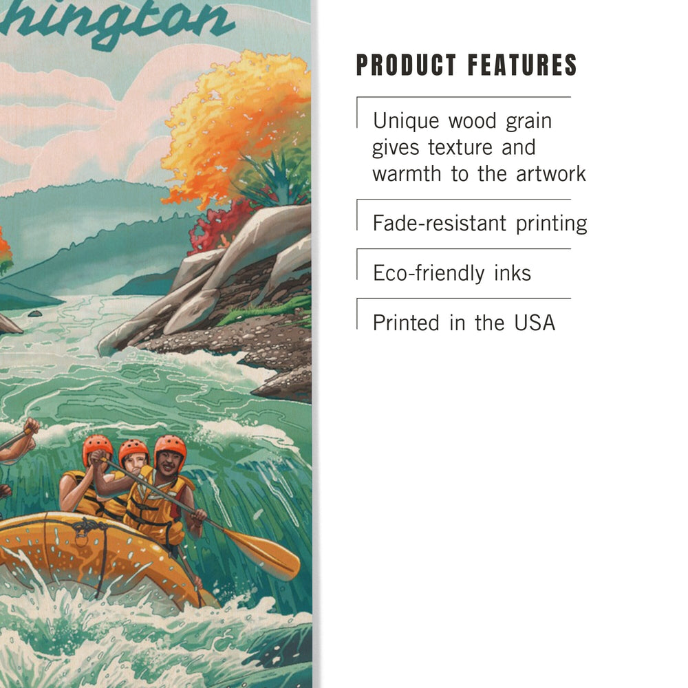 Washington, Seek Adventure, River Rafting, Wood Signs and Postcards Wood Lantern Press 