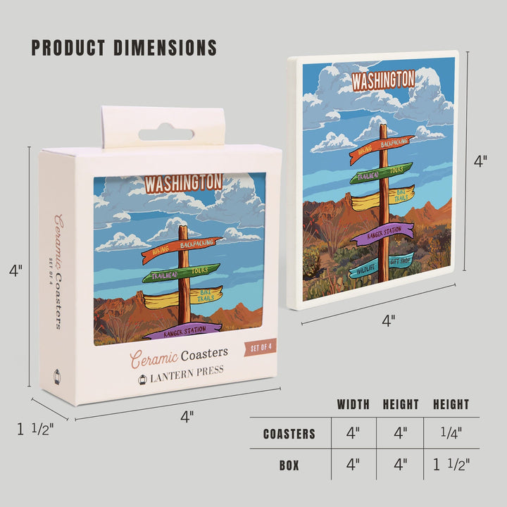 Washington, Signpost, Desert, Coasters Coasters Lantern Press 