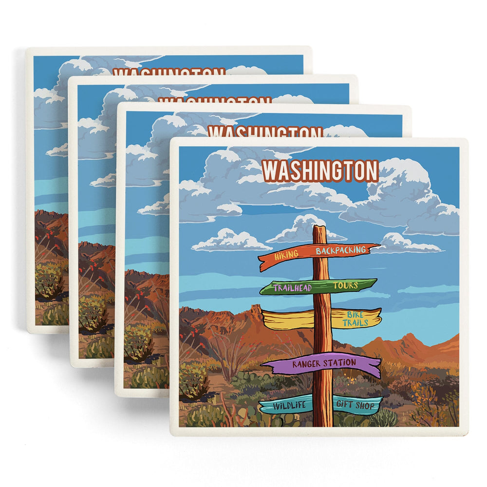 Washington, Signpost, Desert, Coasters Coasters Lantern Press 