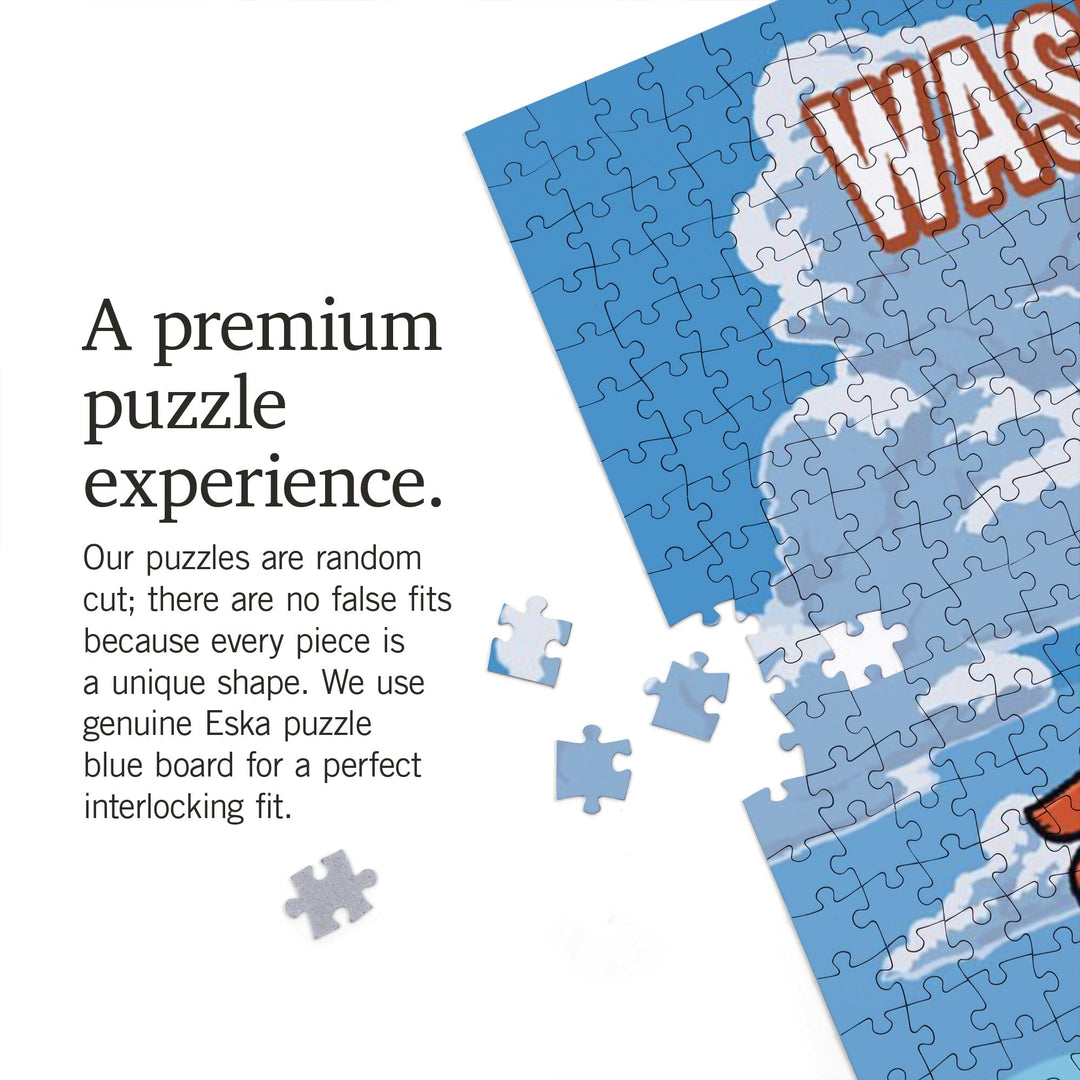 Washington, Signpost, Desert, Jigsaw Puzzle Puzzle Lantern Press 