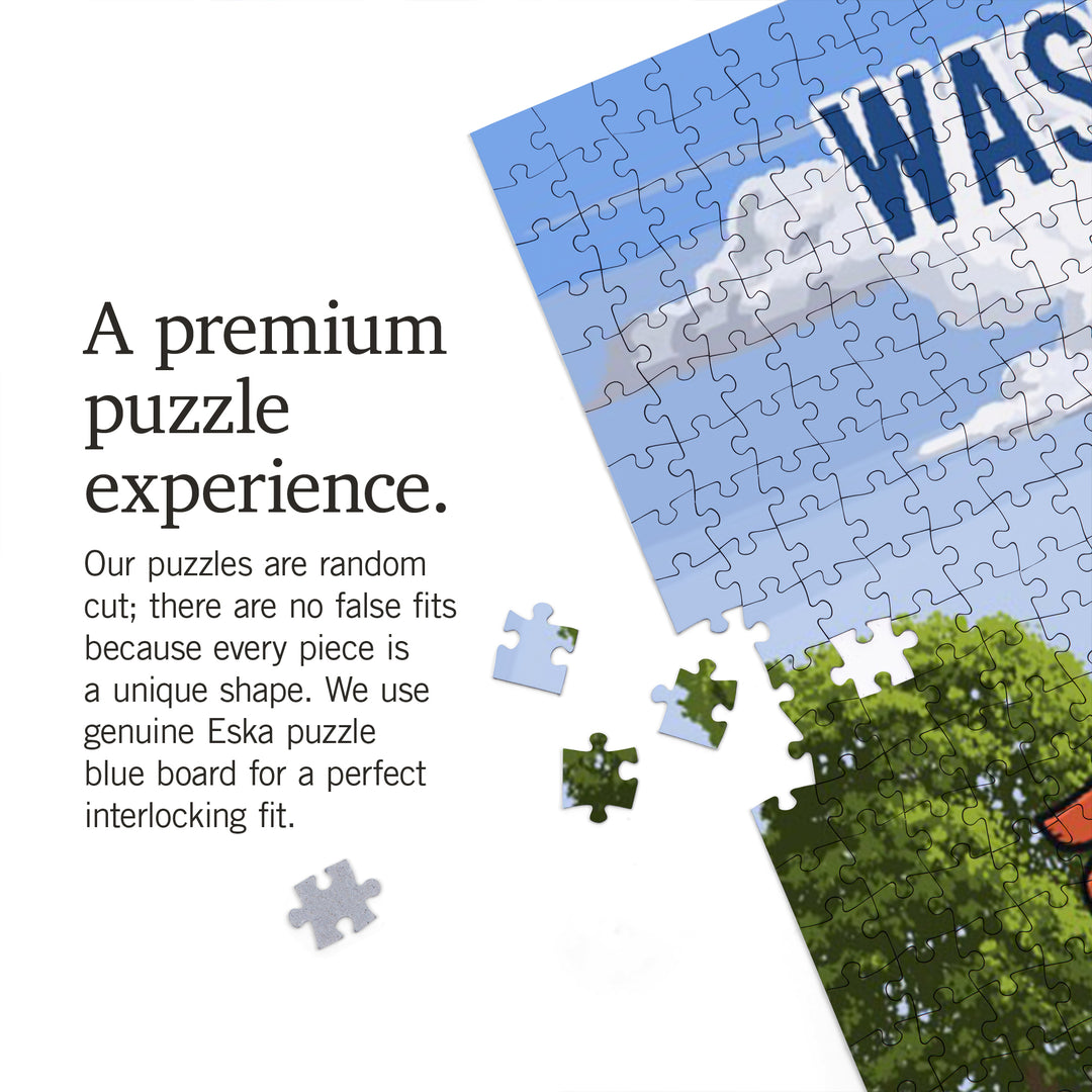 Washington, Signpost, Orchard, Jigsaw Puzzle Puzzle Lantern Press 