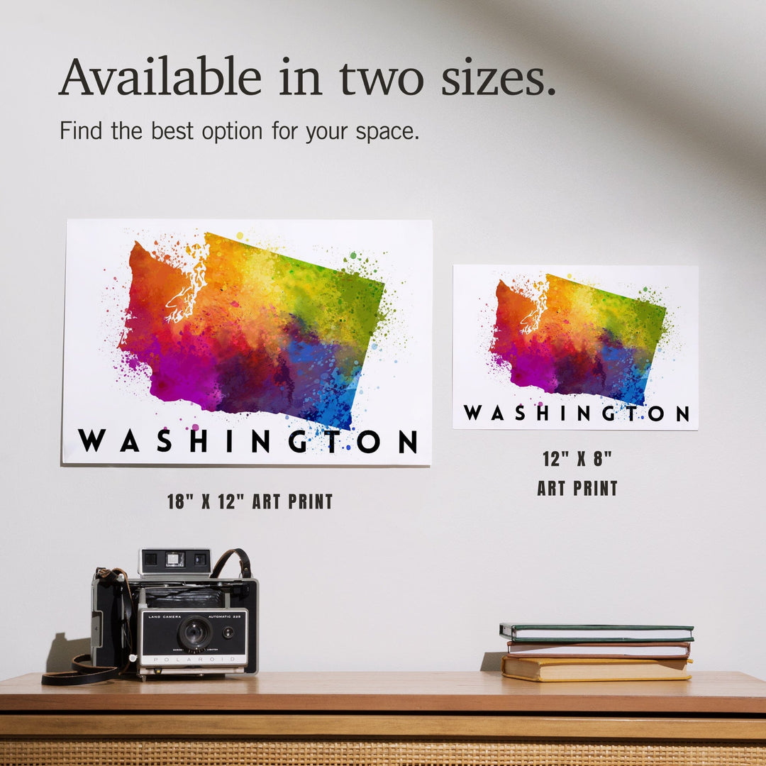 Washington, State Abstract Watercolor, Art & Giclee Prints Art Lantern Press 