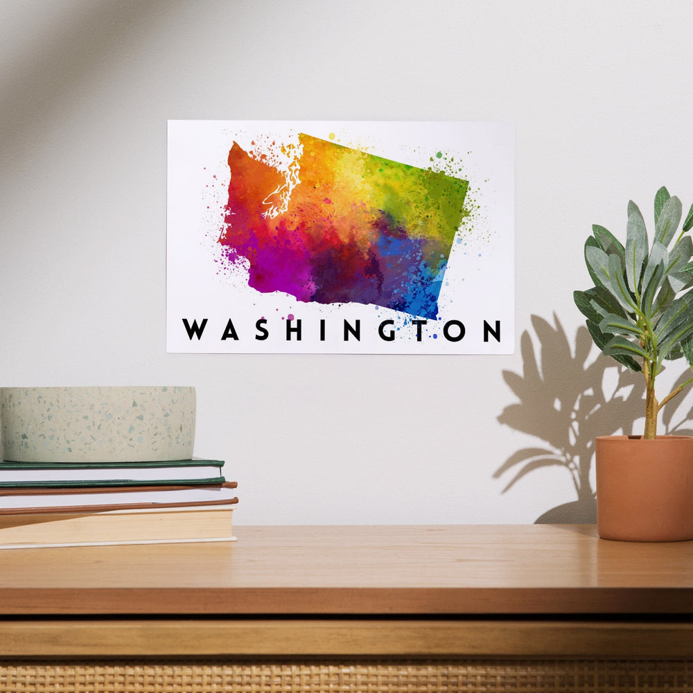 Washington, State Abstract Watercolor, Art & Giclee Prints Art Lantern Press 